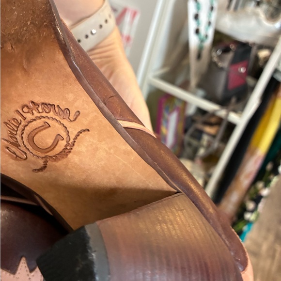 Lucchese Charlie 1 Horse burgundy and pink leather calf-height cowboy boots 10 - Picture 2 of 2